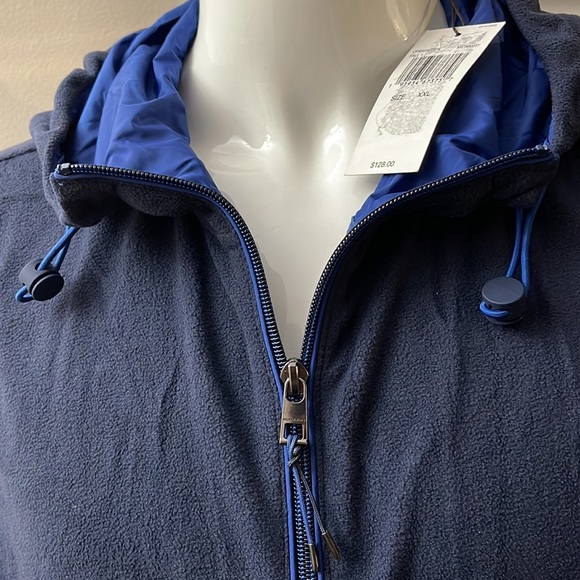 Michael Kors Front Zip Drawstring Hood Sleeveless Hoodie Vest - Picture 3 of 9